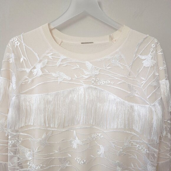 NWOT Elie Tahari Merino wool tulle sweater top, M - Picture 4 of 7